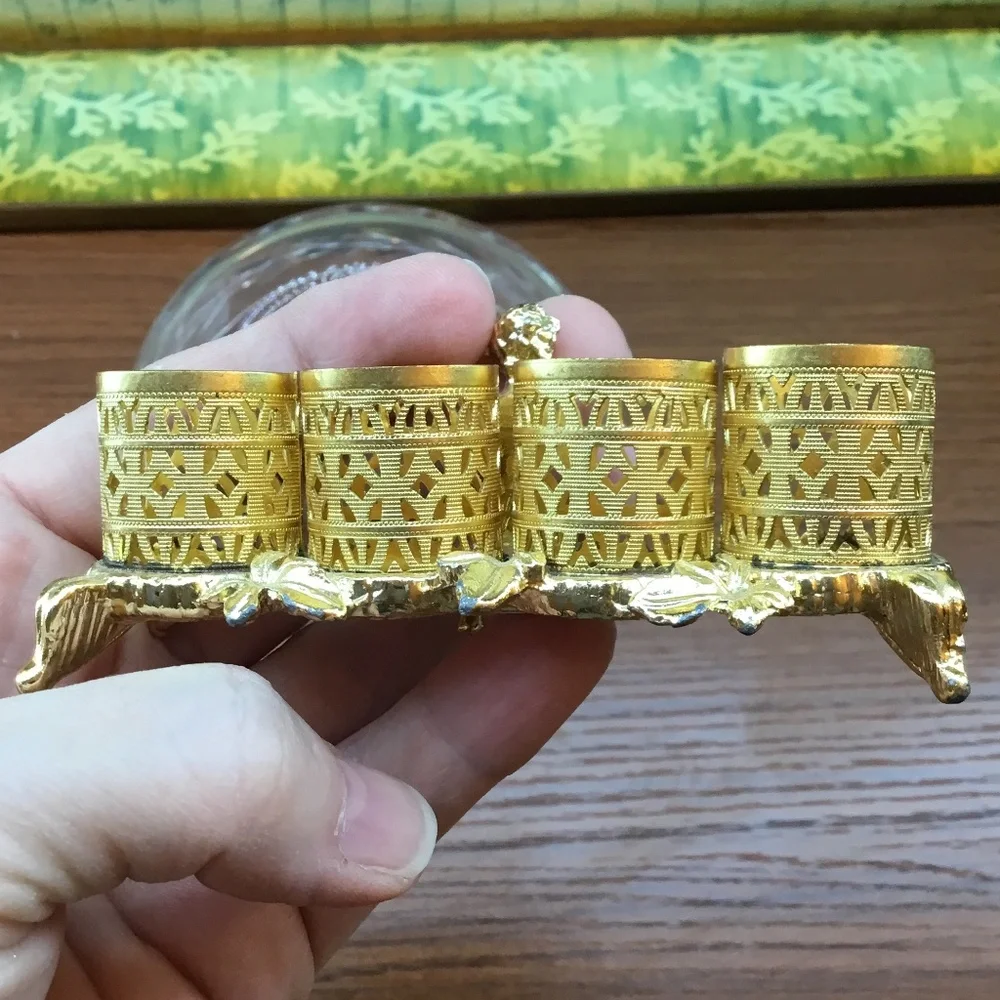 Vintage Gold Tone over Silver Lipstick Holder ~ Filigree Fancy ~ SF Sam Fink.
